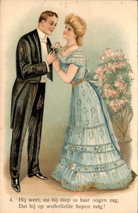 Fantasía, Parejas - Romance - Parejas - Ilustrador - Postal (115) - 1900-1950