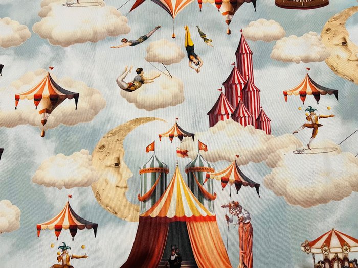 Exclusive and refined cotton fabric - "Circus" design - Upholstery fabric  - 300 cm - 280 cm