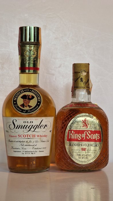 King of Scots + Old Smuggler  - b. década de 1970, década de 1980 - 75cl - 2 garrafas
