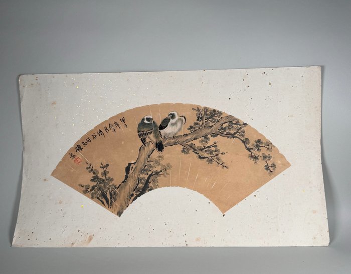 Handfächer  (1) - Den Künstlern der Qing-Dynastie zugeschrieben - Reis Papier