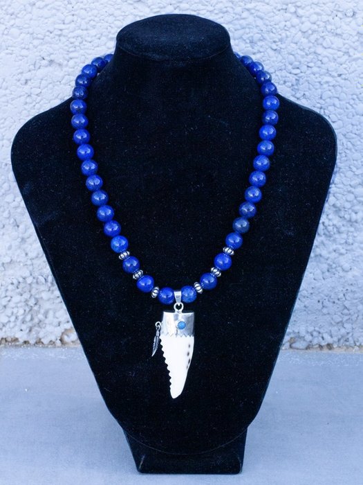 No Reserve Price - Necklace with pendant Silver Lapis lazuli 