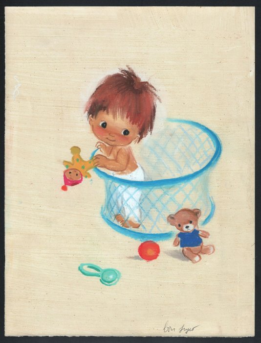 Gabrielle Vincent - Originele illustratie voor een geboortekaart
