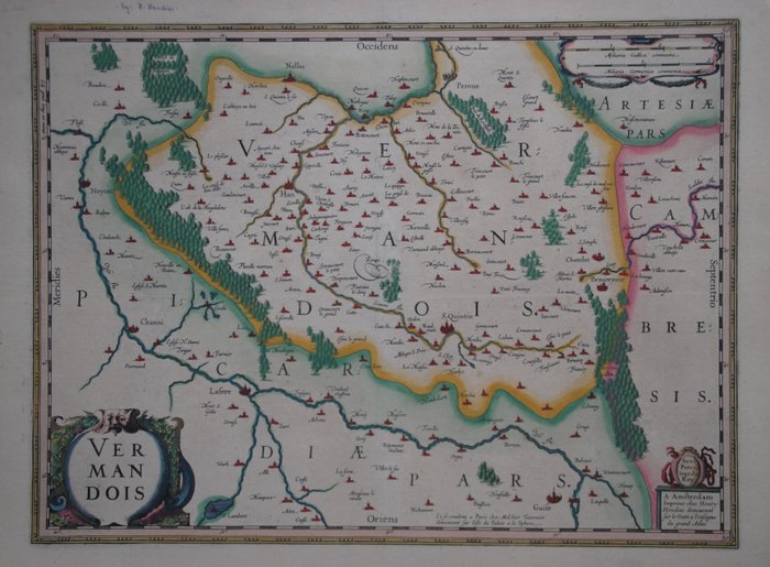 Ευρώπη, Χάρτης - Γαλλία / Βερμαντουά; H. Hondius - Vermandois - 1621-1650