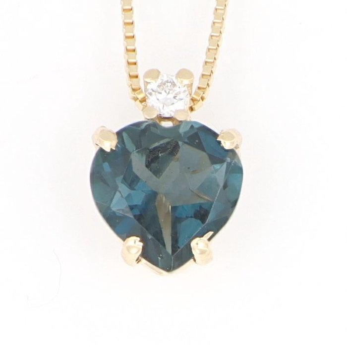 No Reserve Price - Necklace with pendant - 18 kt. Yellow gold Diamond - Topaz