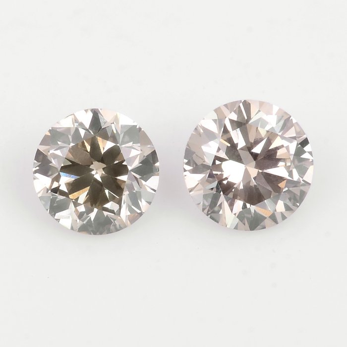 2 pcs Diamant - 0.47 ct - Brillant, Runder Brillant - Natural Fancy Light Yellowish Grey - VS2