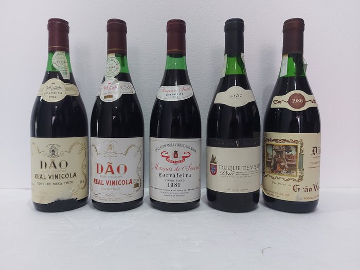2x Real Vinícola 1983 & Duque de Viseu 1990 &Marquis de Soveral 1971 & Grão Vasco 1986 - Dão - 5 Flaschen (0,75 l)