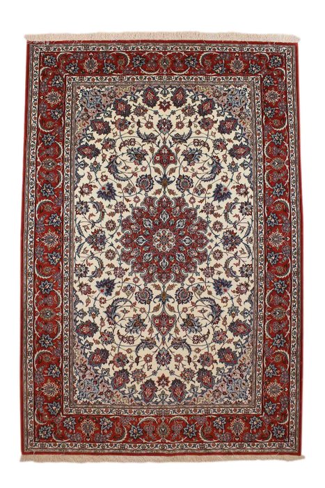 伊斯法罕精美地毯 - 含有大量丝绸的波斯地毯 - 小地毯 - 227 cm - 157 cm