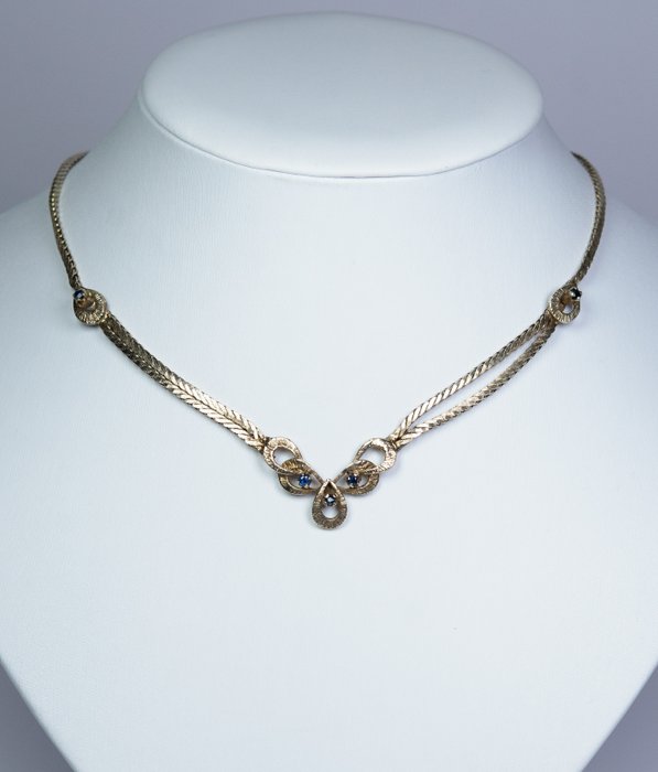 Ohne Mindestpreis - 0.35 ct Saphire - Halskette mit Anhänger - 835 Silber 