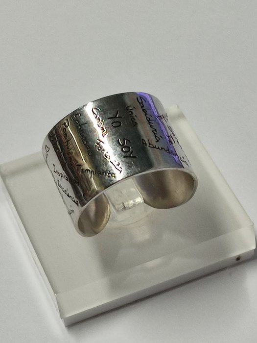 No Reserve Price - Ring Silver, 925. I AM + 29 words. Handmade. 
