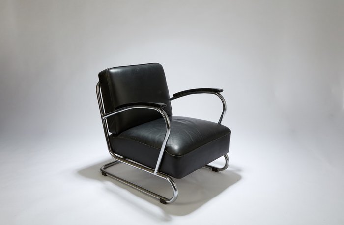 扶手椅 - 木, 皮革, 鋼