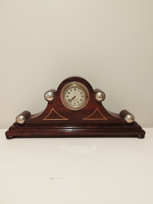 仪表板时钟/仪表盘时钟 - Ómega - 红木和银 - 20世纪30年代