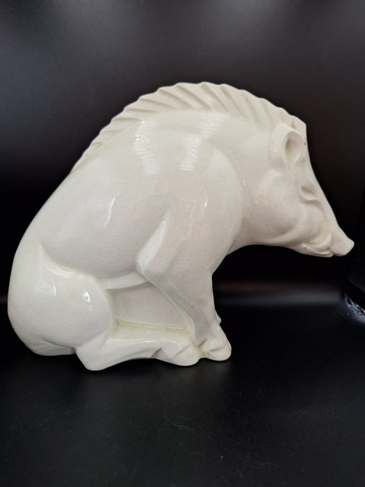 Saint Clement - Charles Lemenceau - Statue, Sanglier wild boar wild zwijn schwein - 27 cm - Ceramic - 1930