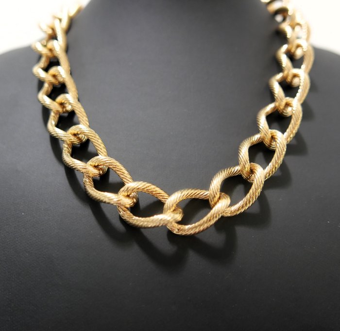 Monet - Chunky Textured Link - Bañado en oro - Collar