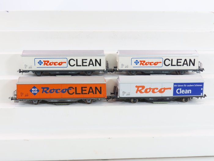 Roco H0 - 46400/44340A - 模型貨運火車 (4) - 4 軌道清潔車 - SBB