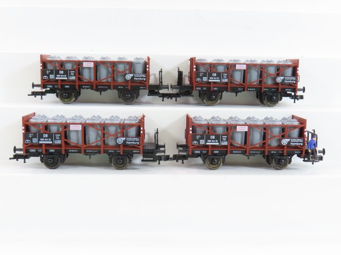 Fleischmann H0轨 - 5220 - 模型火车 (4) - 4辆酸性卡车 - DB
