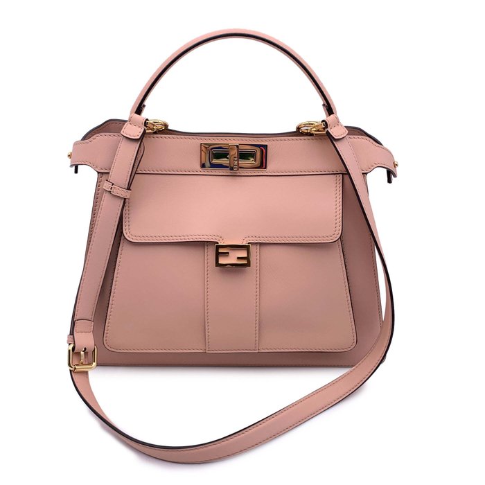 Fendi - Pink Leather Peekaboo ISeeU Medium Top Handle Satchel Handväska