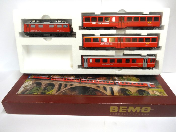 Bemo H0m - 7252-100 - Train miniature (1) - Ensemble de transport Davoser - RhB