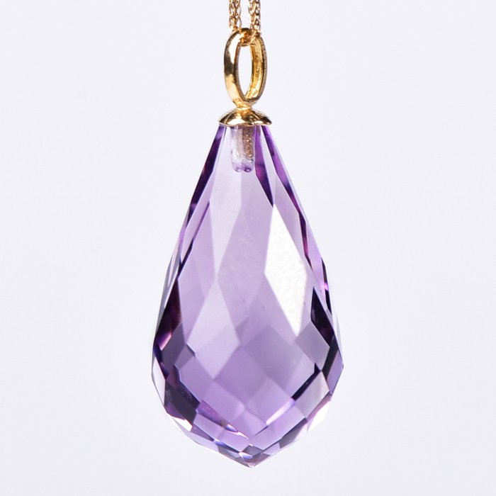 無底價 - 天然紫水晶和金鍊 - 高品質作品- 2.48 g