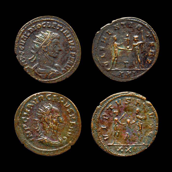 Romarriket. Lot of 2 Æ Antoniniani Diocletian (AD 284-305) & Carus (AD 282-283)  (Ingen mindstepris)