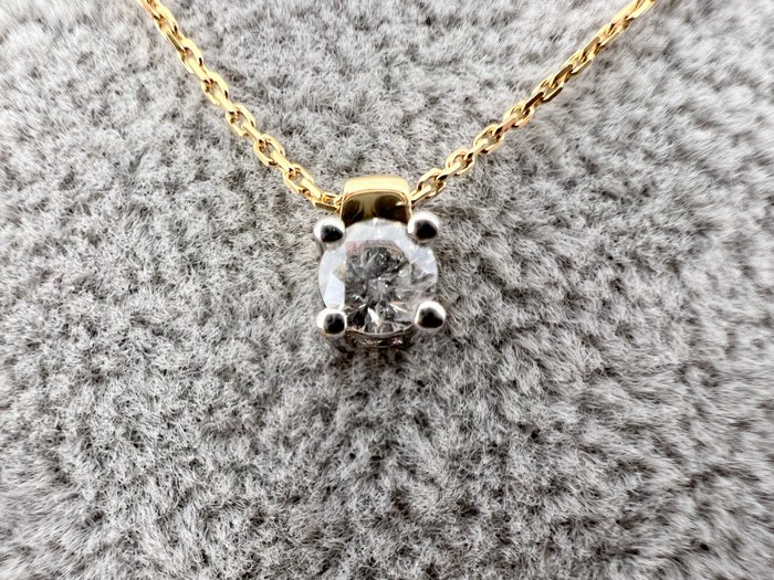 Collar con colgante - 18 quilates Oro amarillo -  0.15 tw. Diamante  (Natural) 