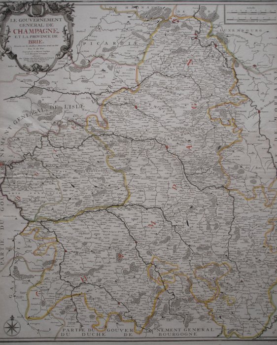 Europa, Landkarte - Frankreich / Champagne; N. de Fer - Le Gouvernement General de Champagne et la Province de Brie - 1701-1720
