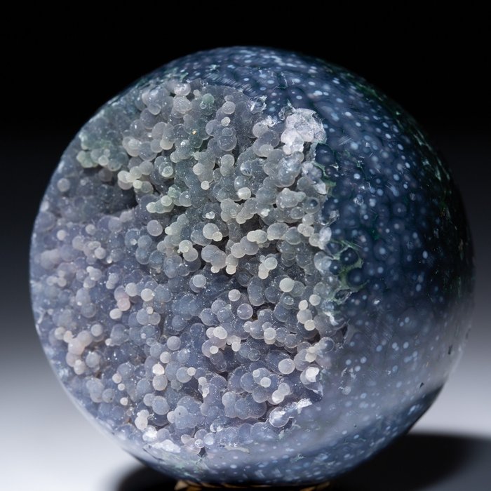 „Grape Agata“ Sphere Collection Hervorragend!!! Bothroidale Chalcedonkugel Tiefblau / Lila - Höhe: 51 mm - Breite: 51 mm- 166 g
