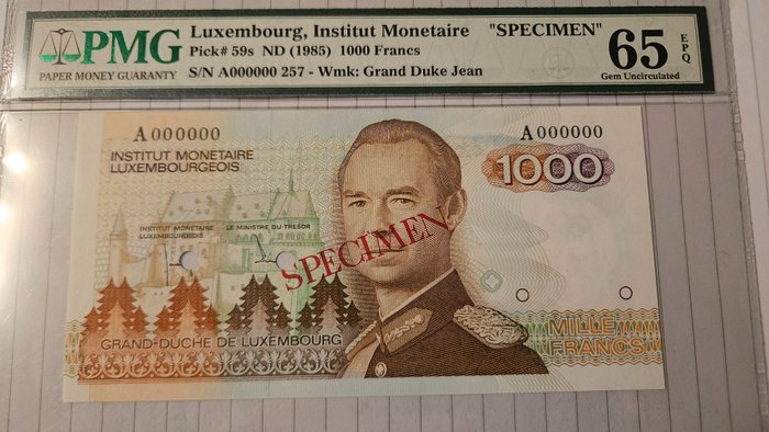 Luxemburg. - 1000 Francs 1985 - SPECIMEN - Pick 59s  (Nincs minimálár)