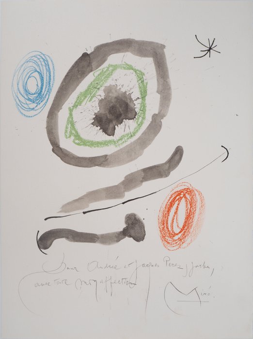 Joan Miro (1893-1983) - Visage souriant surréaliste