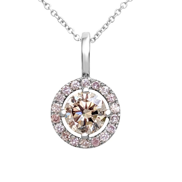 Sin Precio de Reserva - Collar con colgante - 14 quilates Oro blanco -  0.80 tw. Diamante  (Color natural) - Diamante 