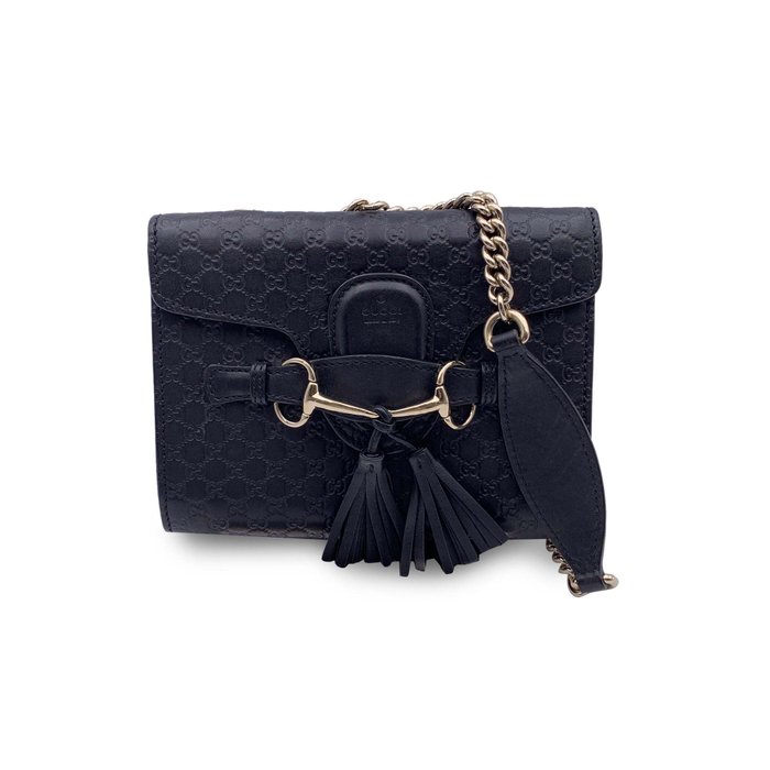 Gucci - Black Microssima Leather Mini Emily Shoulder bag