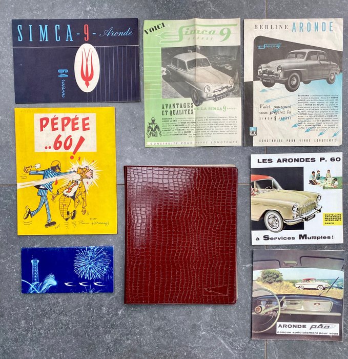 Farde en plastique avec le logo  + BD + documentations - Simca - 1952