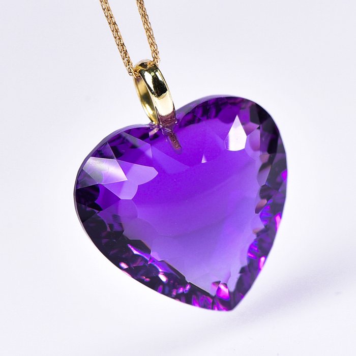 無底價 - 天然紫水晶和金鍊 - 高品質作品- 3.36 g