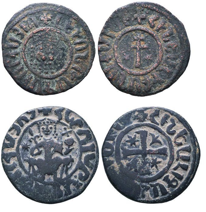 ARMÉNIA, reino Cilício. A pair (2x) of Copper Tank coins 13th century AD  (Sem preço de reserva)