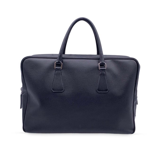 Prada - Black Saffiano Leather Satchel Zip Top Work Bag - Χαρτοφύλακας