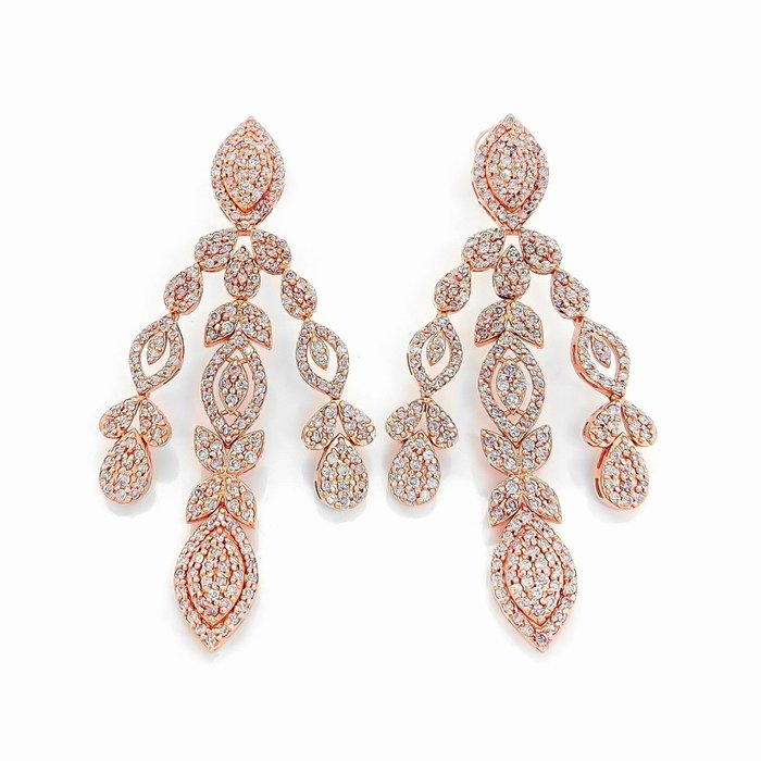 No Reserve Price - 2.66 Carat Pink Diamonds - Earrings - 14 kt. Rose gold 
