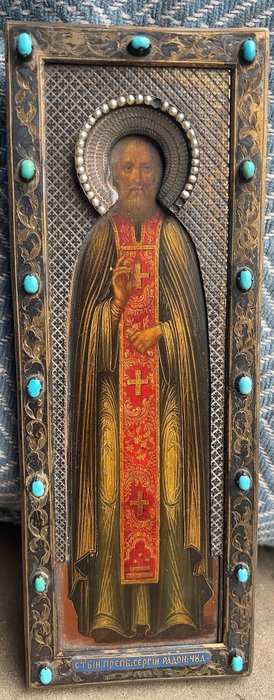Ikone - Heiliger Sergius von Radonez - .875 (84 Zolotniki) Silber