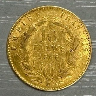 法國. 拿破崙三世 (1852-1870). 10 Francs 1866-BB, Strasbourg  (沒有保留價)