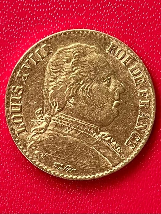 法国. 路易十八 （1814-1824）. 20 Francs 1814-A, Paris
