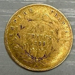 法國. 拿破崙三世 (1852-1870). 10 Francs 1859-A, Paris  (沒有保留價)