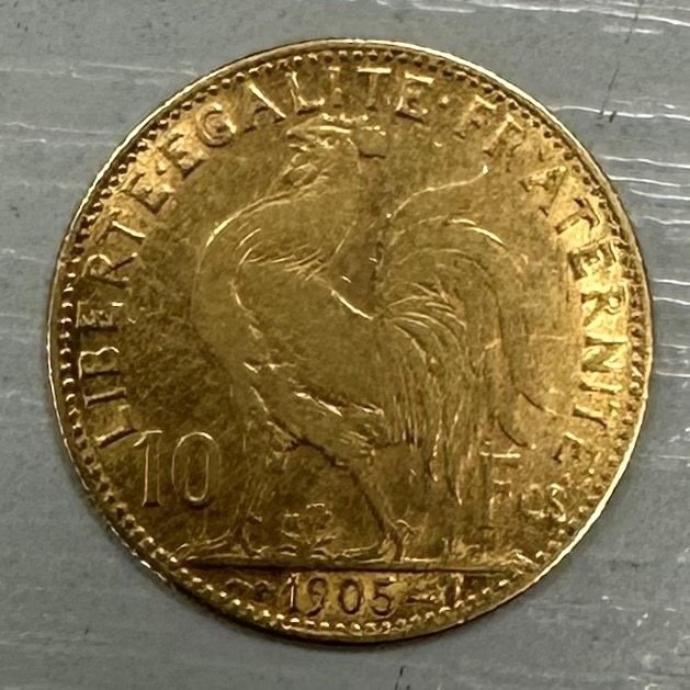 Ranska. Third Republic (1870-1940). 10 Francs 1905 Marianne  (Ei pohjahintaa)