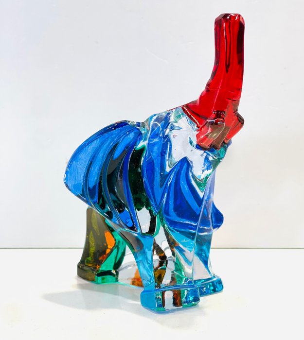 sculptuur, Elefante - 10 cm - nano-gedecoreerd glas - 2024