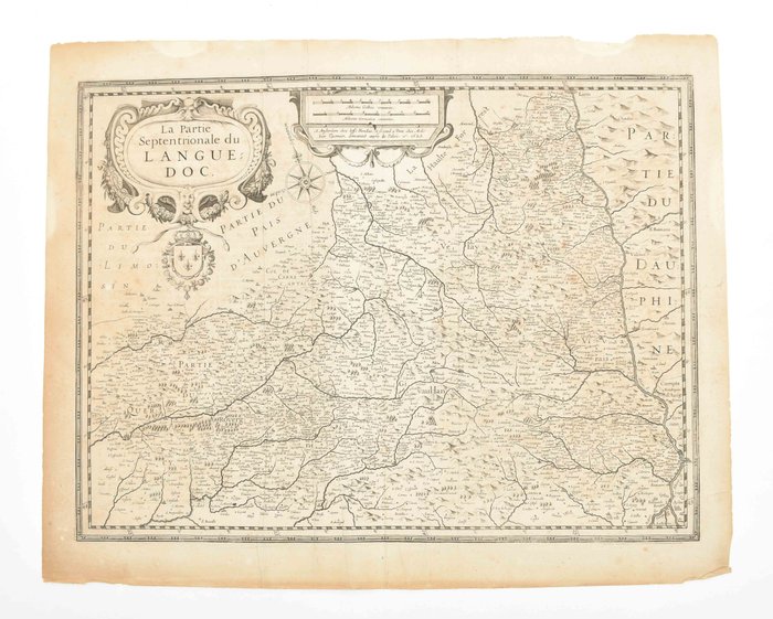 Europa, Mappa - Francia/Linguadoca; J. Janssonius - La Partie Septentrionale du Languedoc - 1621-1650
