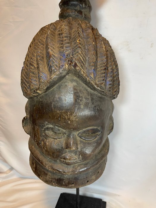 Menda - GROSSE afrikanische Mende Sowei Sande Maske - Mende - Liberia  (Ohne Mindestpreis)