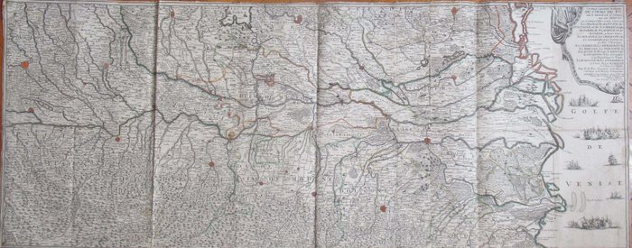 Eurooppa, Kartta - Italia / Veneto / Lombardia / Piemonte / Emilia Romagna; Nicolas de Fer / Guillaime Danet - La plus grande partie du cours du Po, de l’Adige, de l’Oglio et du Mincio, ou se trouve dessus aux - 1701-1720