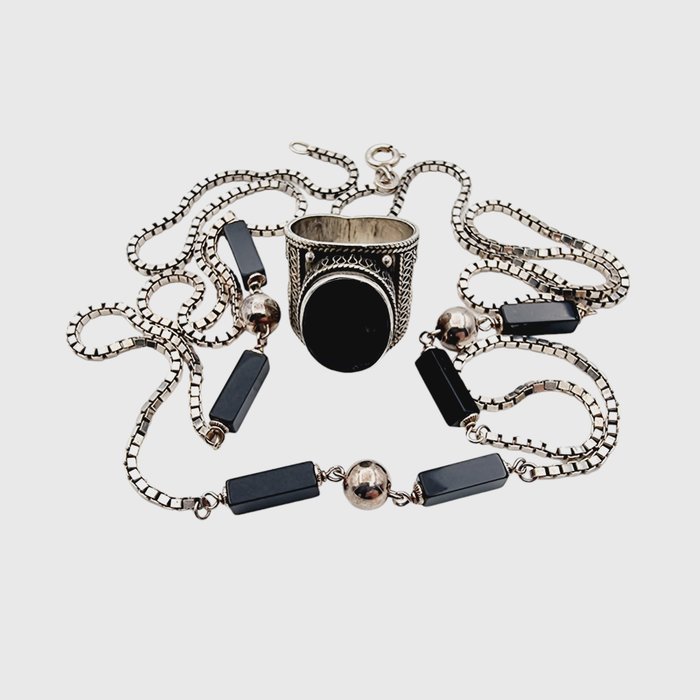 Ingen reservasjonspris - Friedrich Binder (FBM) Necklace - Ring - Sett med 2 smykker Sølv 