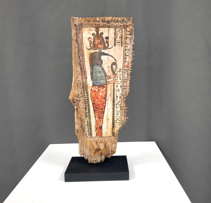 Replika starożytnego Egipcjanina Drewno Tapa del sarcófago egipcio de Ibis - 33 cm