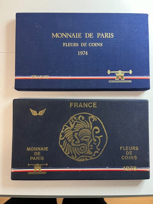 Francja. Year Set (FDC) 1974 (9 monete) e 1978 (9 monete)  (Bez ceny minimalnej
)