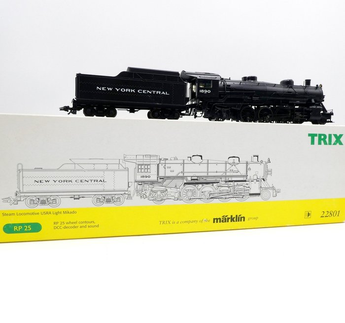 Trix H0 - 22801 - Dampflokomotive mit Tender (1) - Klasse H6, USRA Light Mikado - New York Central