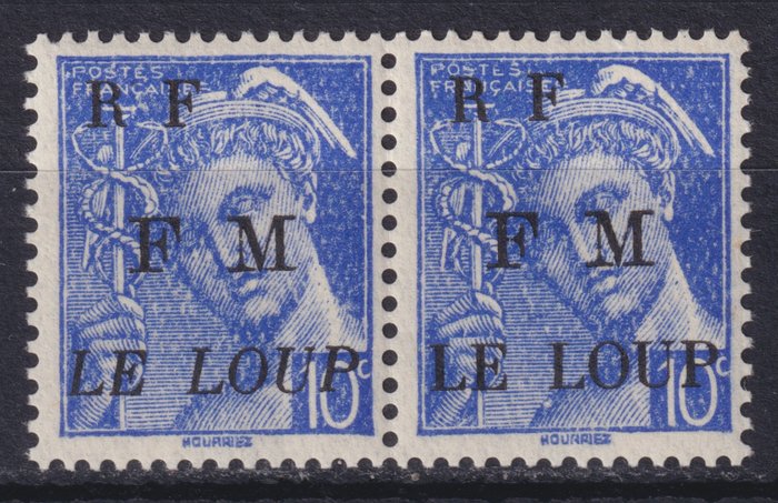 法国 1944 - Libération du Maquis du Loup N° 1M 和 2M 是一对新**签名的小牛。令人惊叹的 - Mayer