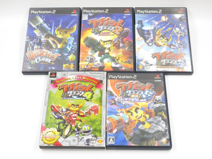 Sony - Ratchet & Clank ラチェット & クランク 1 2 3 4 5 set Japan - PlayStation2 (PS2) - 電動遊戲套裝 (5) - 帶原裝盒